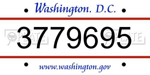 3779695 District Of Columbia License Plate
