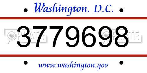 3779698 District Of Columbia License Plate