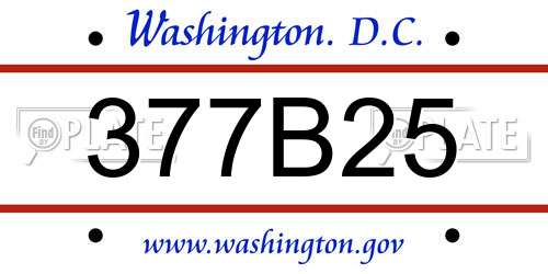 377B25 District Of Columbia License Plate