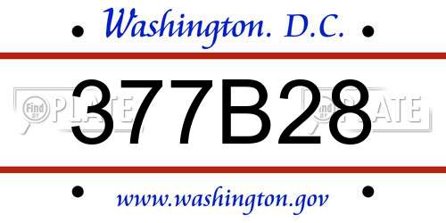 377B28 District Of Columbia License Plate