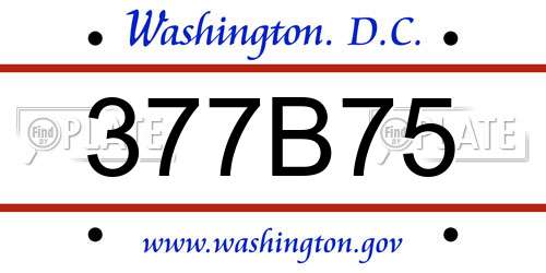 377B75 District Of Columbia License Plate