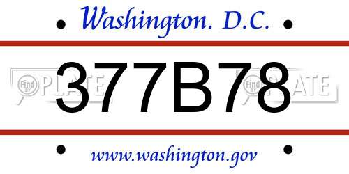 377B78 District Of Columbia License Plate