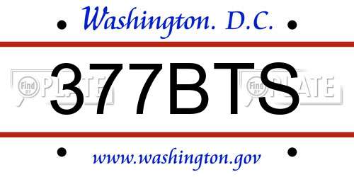 377BTS District Of Columbia License Plate