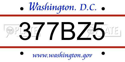 377BZ5 District Of Columbia License Plate