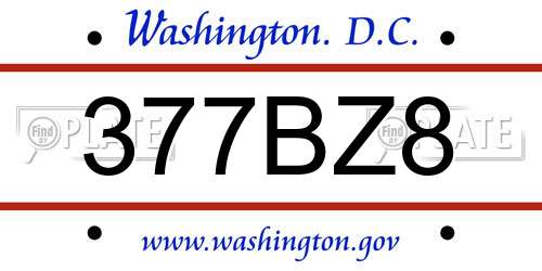 377BZ8 District Of Columbia License Plate