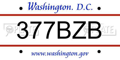 377BZB District Of Columbia License Plate