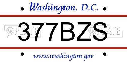 377BZS District Of Columbia License Plate