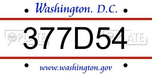 377D54 District Of Columbia License Plate