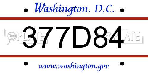 377D84 District Of Columbia License Plate