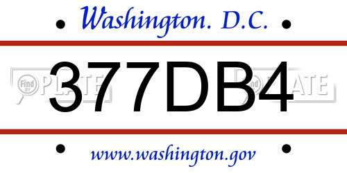 377DB4 District Of Columbia License Plate