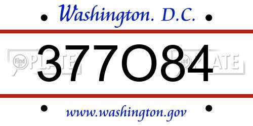 377O84 District Of Columbia License Plate
