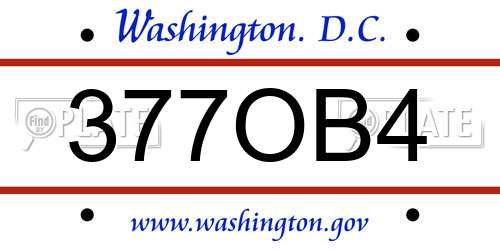 377OB4 District Of Columbia License Plate