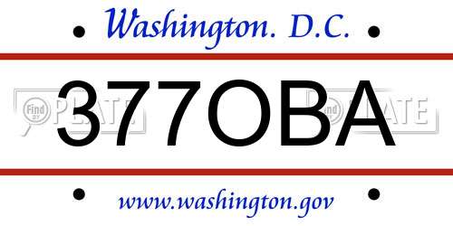 377OBA District Of Columbia License Plate