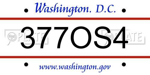 377OS4 District Of Columbia License Plate