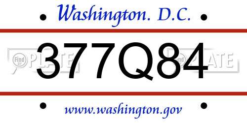 377Q84 District Of Columbia License Plate