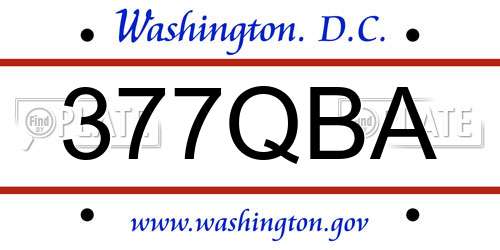 377QBA District Of Columbia License Plate