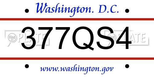 377QS4 District Of Columbia License Plate