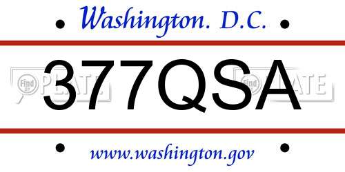 377QSA District Of Columbia License Plate