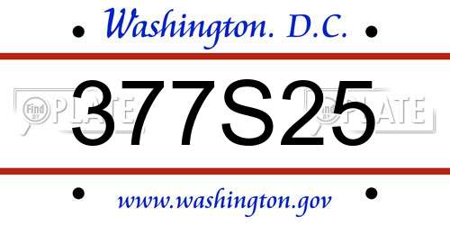 377S25 District Of Columbia License Plate