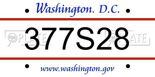 377S28 District Of Columbia License Plate