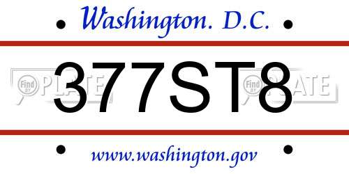 377ST8 District Of Columbia License Plate
