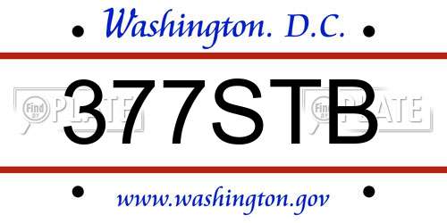 377STB District Of Columbia License Plate