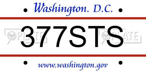 377STS District Of Columbia License Plate