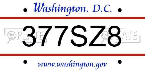 377SZ8 District Of Columbia License Plate