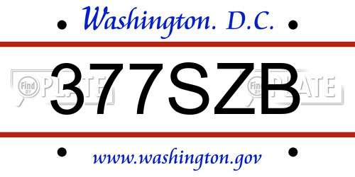 377SZB District Of Columbia License Plate