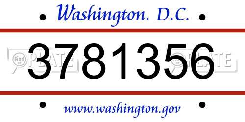 3781356 District Of Columbia License Plate