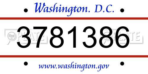3781386 District Of Columbia License Plate