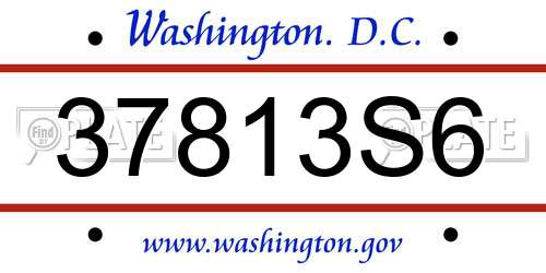 37813S6 District Of Columbia License Plate