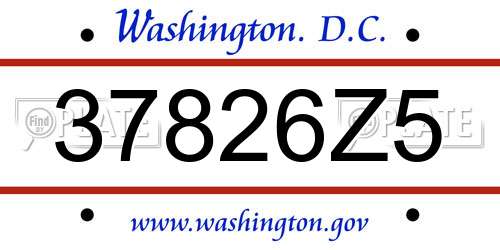 37826Z5 District Of Columbia License Plate