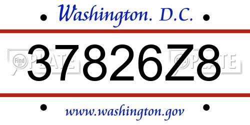 37826Z8 District Of Columbia License Plate