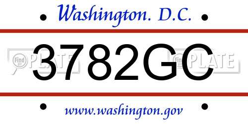 3782GC District Of Columbia License Plate