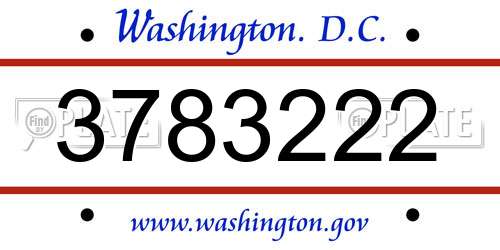 3783222 District Of Columbia License Plate
