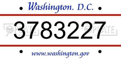 3783227 District Of Columbia License Plate