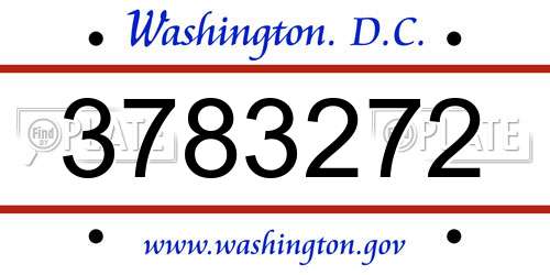 3783272 District Of Columbia License Plate