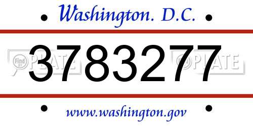 3783277 District Of Columbia License Plate