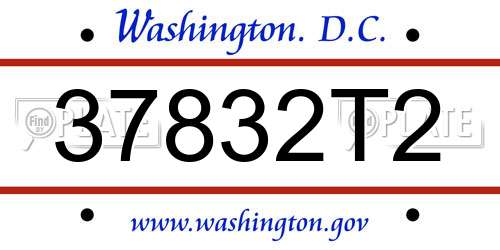 37832T2 District Of Columbia License Plate