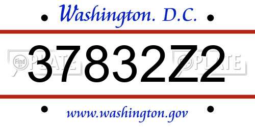 37832Z2 District Of Columbia License Plate