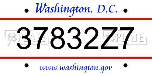37832Z7 District Of Columbia License Plate