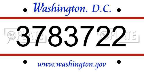 3783722 District Of Columbia License Plate