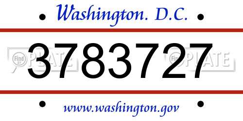 3783727 District Of Columbia License Plate