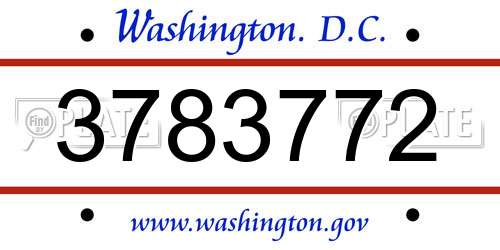 3783772 District Of Columbia License Plate