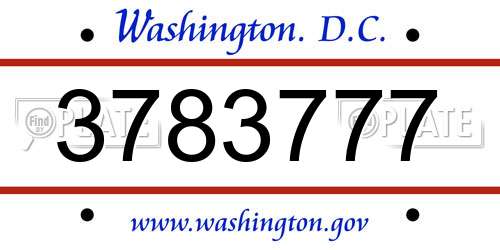 3783777 District Of Columbia License Plate