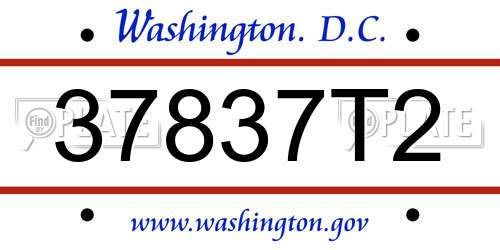 37837T2 District Of Columbia License Plate