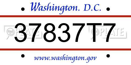 37837T7 District Of Columbia License Plate