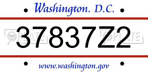 37837Z2 District Of Columbia License Plate