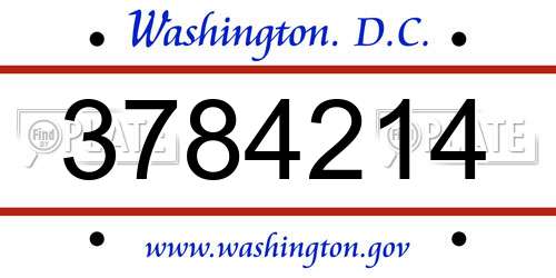 3784214 District Of Columbia License Plate